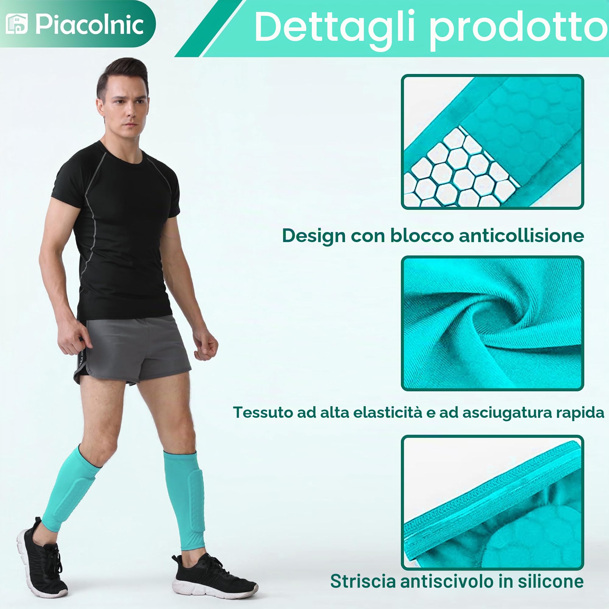 Parastinchi da Calcio Calzino Verde - Universali per Adulti, Antiscivolo, Protezione Gambe, Maniche per Partite di Calcio