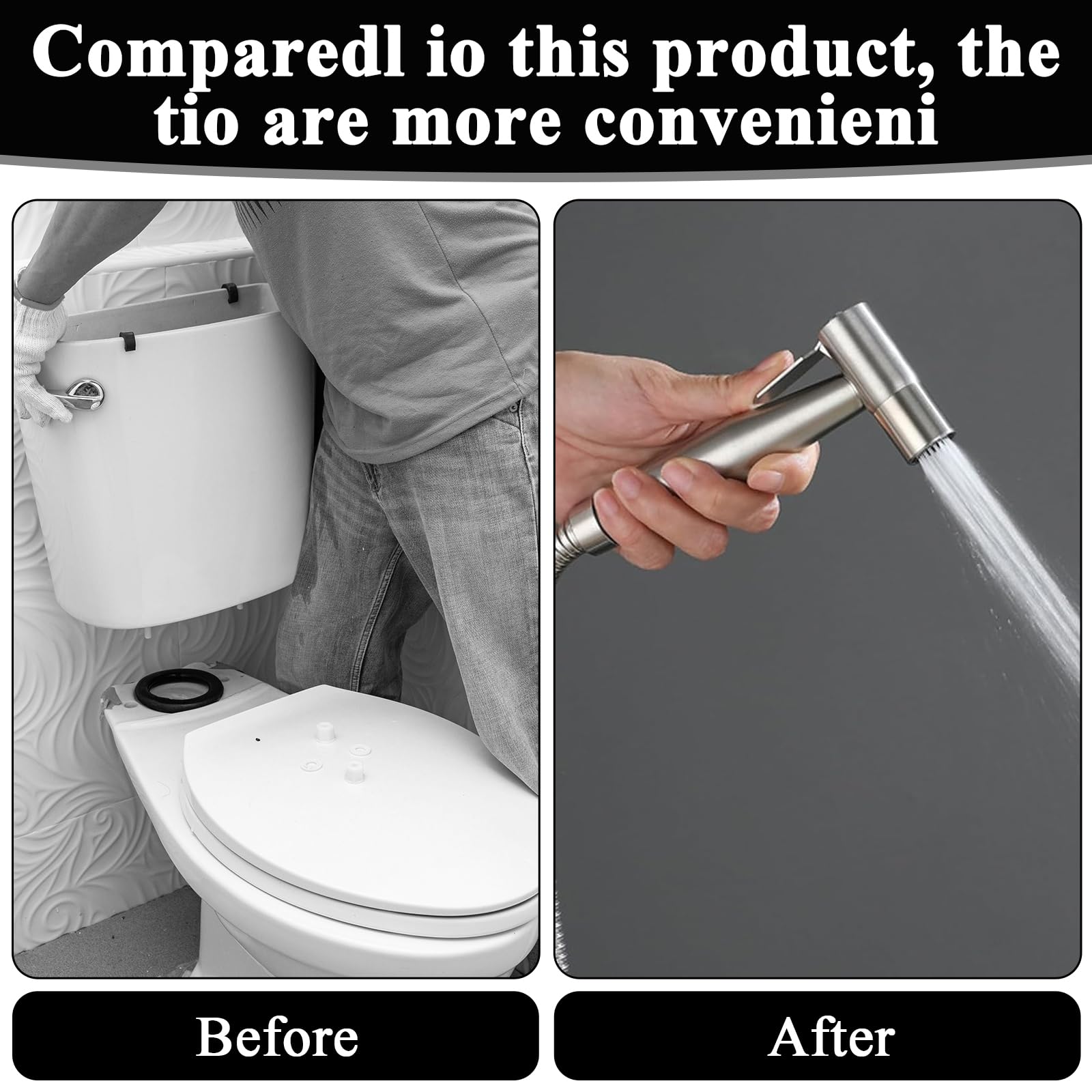 Bidet Handbrause 2 Stück, Silber, Edelstahl, Modern, Wandmontage, Einloch, Badezimmer, Personal Hygiene, Morgen, Abendessen, Dinner