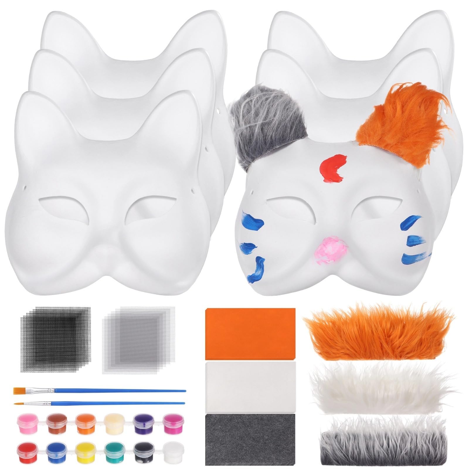 6 Pack Masks With, Diy Craft Animal Masks For Halloween, Cosplay, Parties And Events