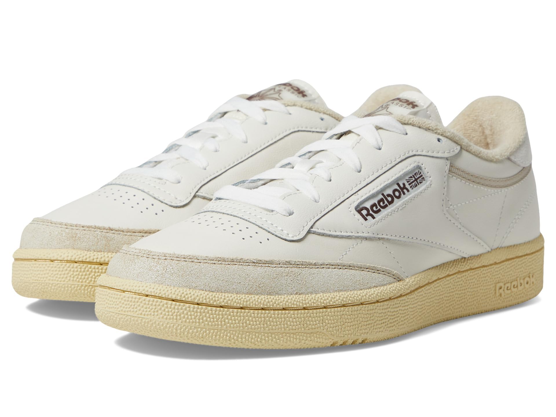 Reebok Men's Club C 85 Sneaker,Chalk/Weathered White/Vintage Chalk,5 Women/3.5 Men