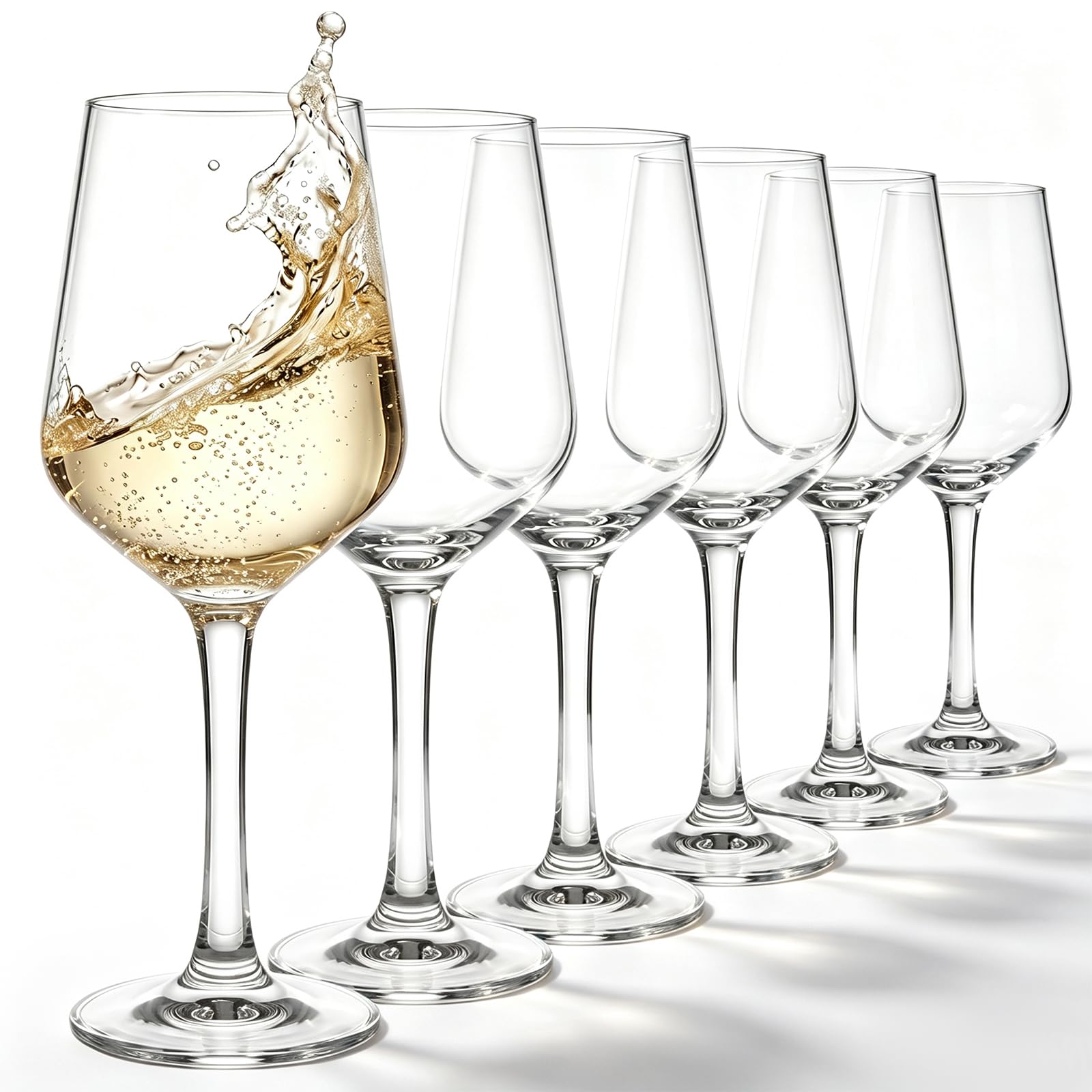 Set of 6 Unbreakable Acrylic Wine Glasses, 15 oz Clear Reusable