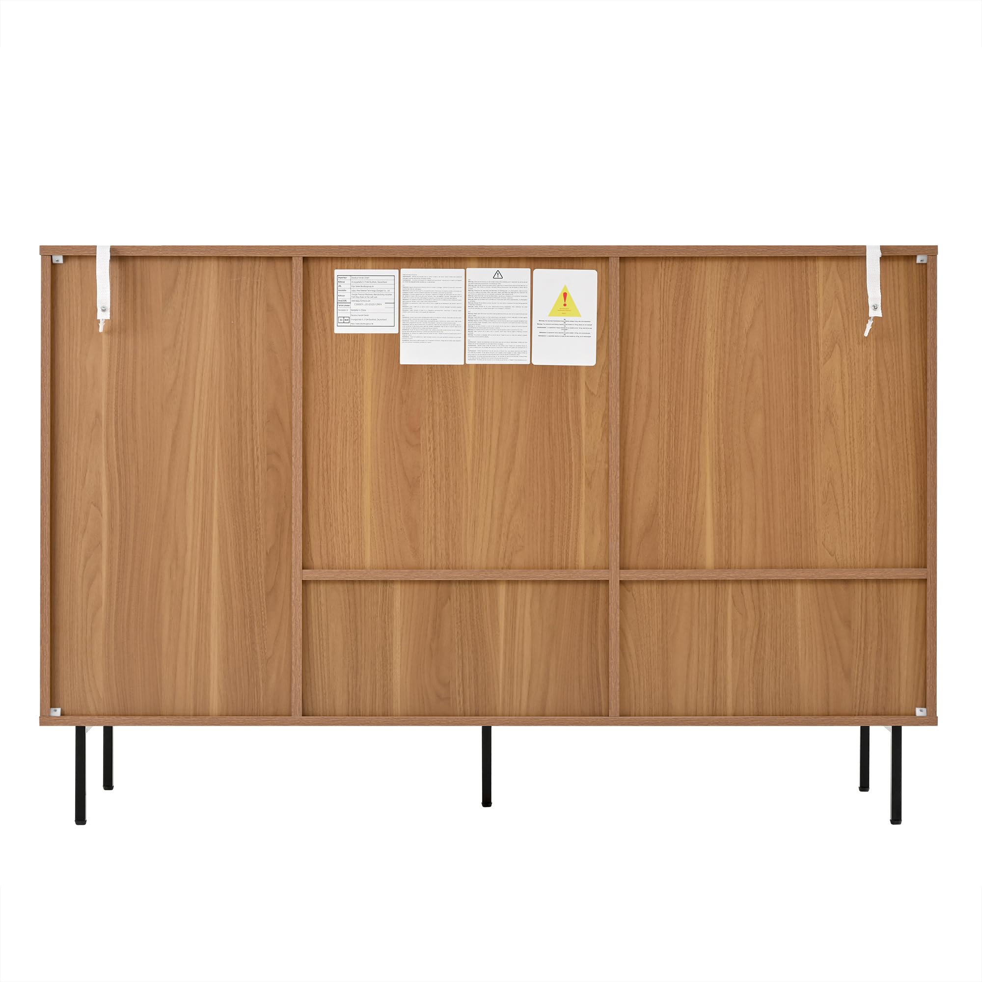 HAINEW Komoda, kredens z 2 rattanowymi drzwiami przesuwnymi i 3 szufladami do sypialni, salonu, 140 x 37 x 91 cm, szafka do przechowywania z regulowanymi półkami, kolor naturalny