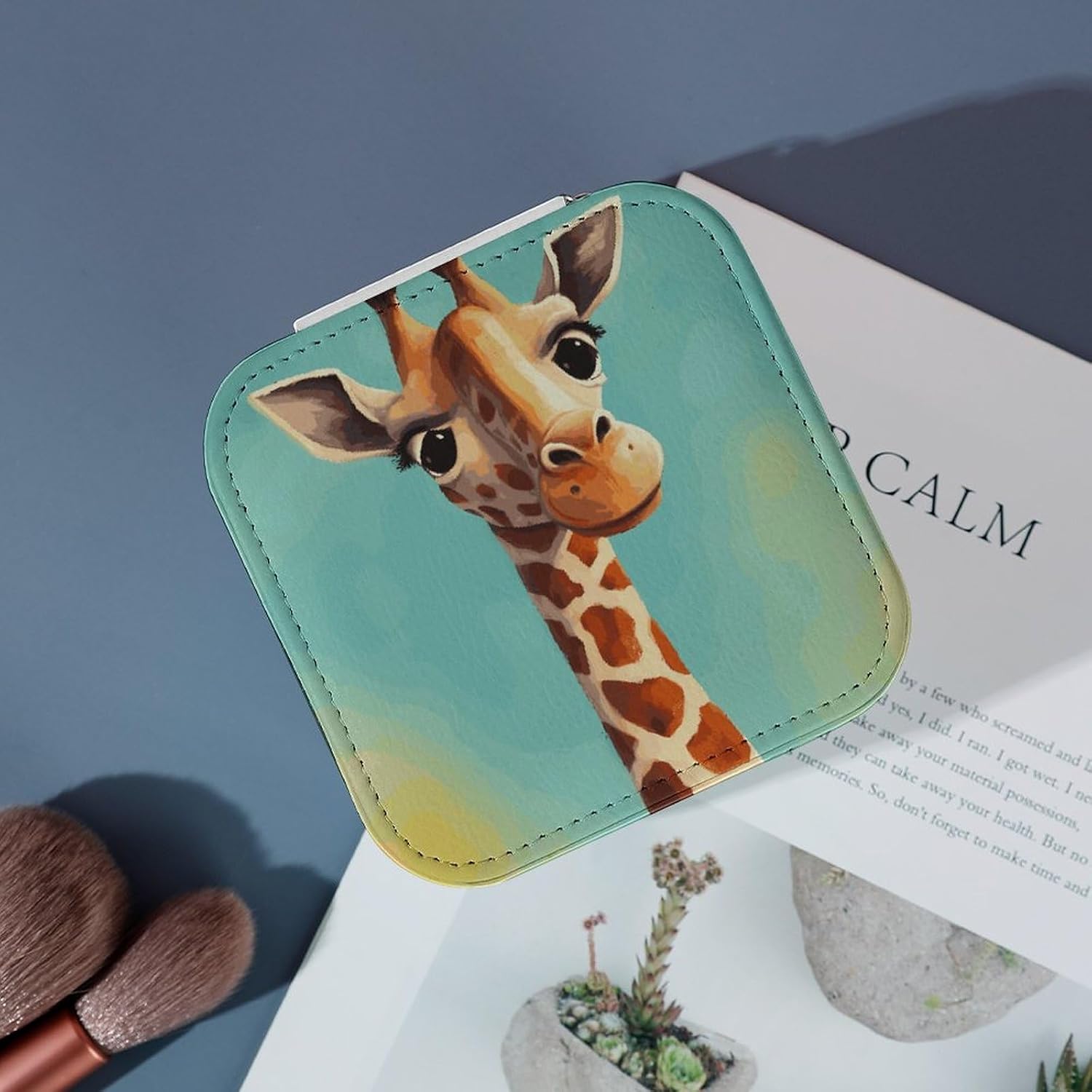 Funny Giraffe ArtPortable PU Leather Jewelry Box image 4