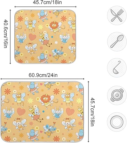 Miniatura 2 de Fairies Animals Dish Drying Mat Washnable Absorbent Drying Pads For Kitchen Counter Dry Matt For Dishes Tapete Para Cocina 16'' x 18''