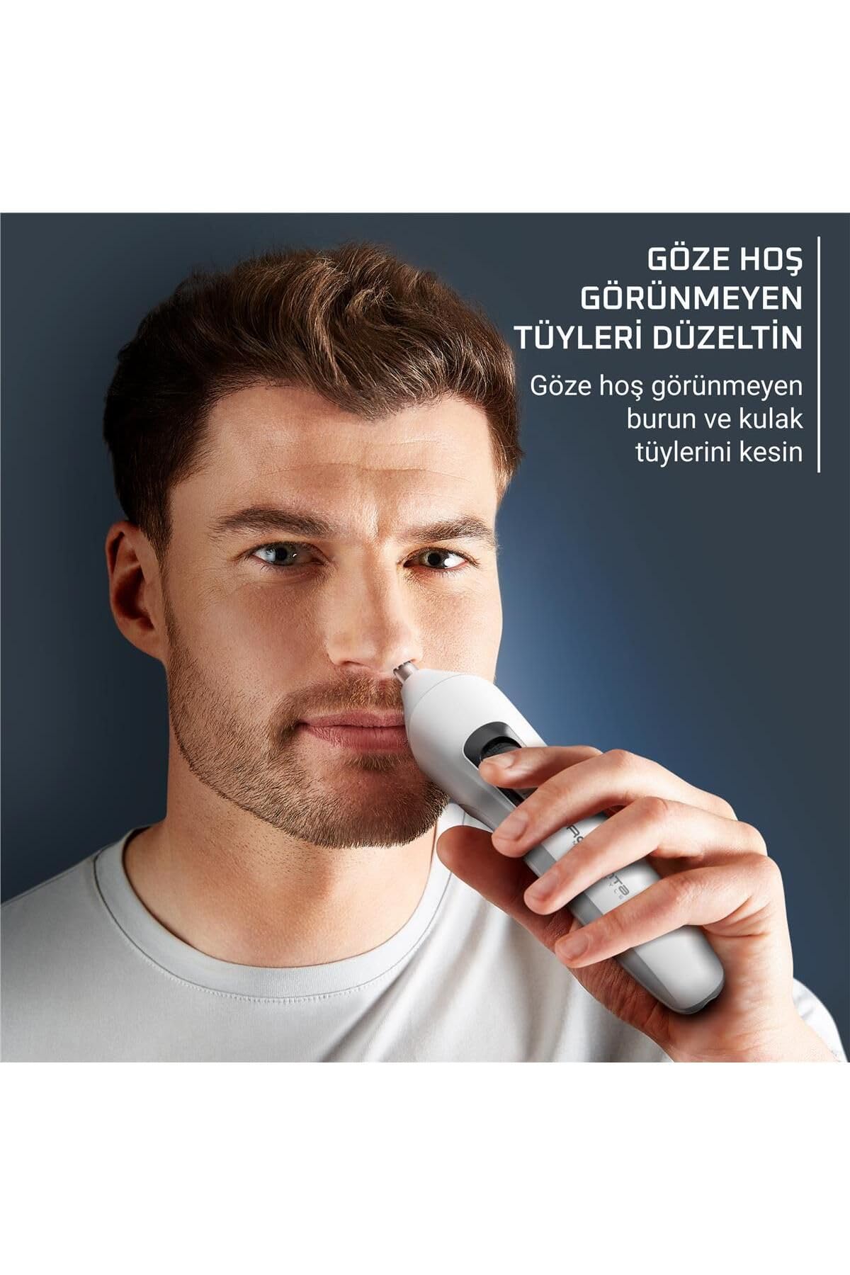 Rowenta Trim & Style 8 w 1, wielofunkcyjny trymer do brody dla mężczyzn, samoostrzące ostrza ze stali nierdzewnej, 6 stałych grzebieni, akcesoria do nosa i uszu, TN8934E0