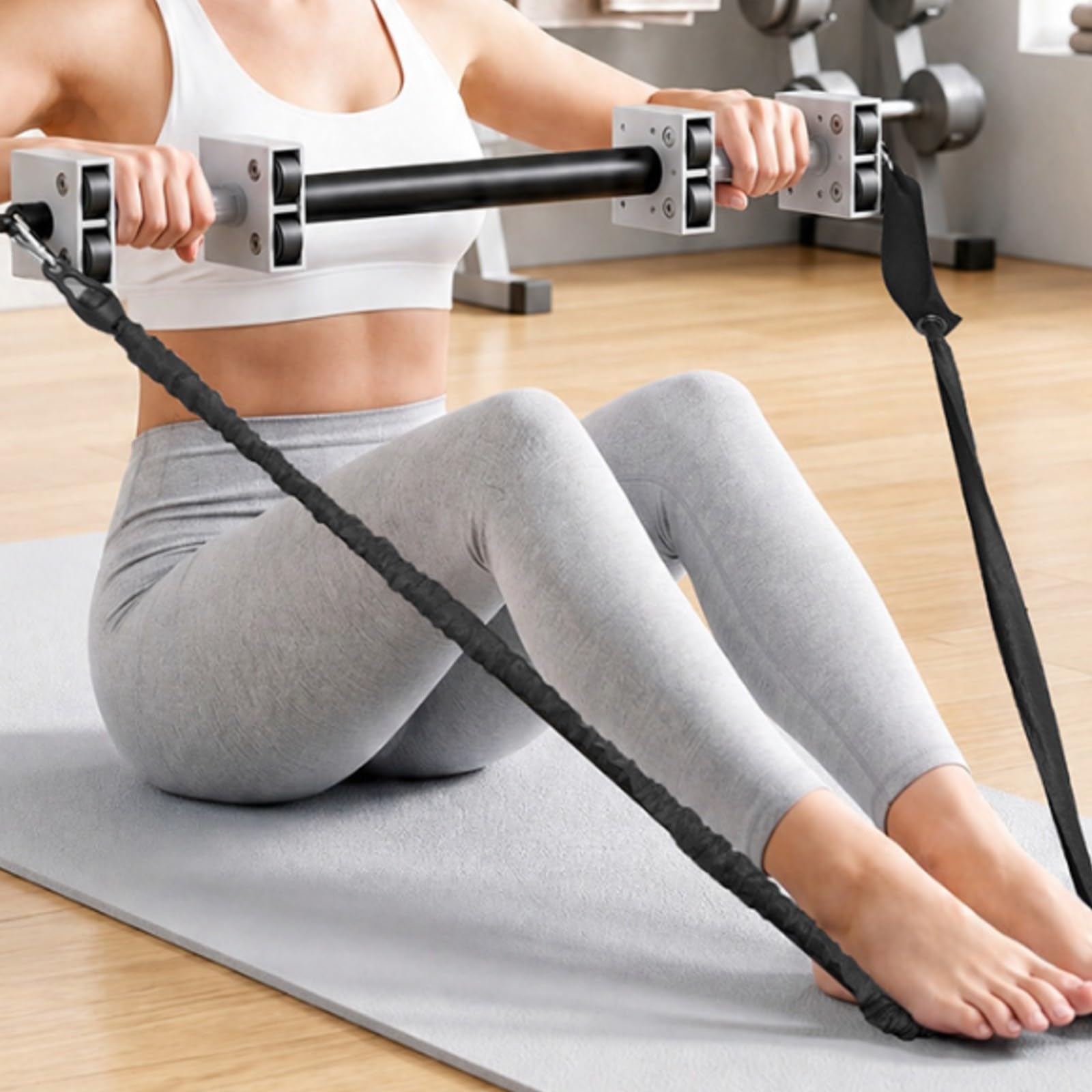 Set Fitness con Accessori Antiscivolo |, da Ginnastica con Bande Elastiche, Robusto, Attrezzo, per Casa