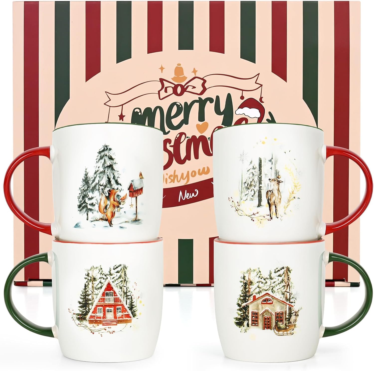 Joymaking julkopp set kaffekopp, jul keramik kopp set om 4, julkopp…