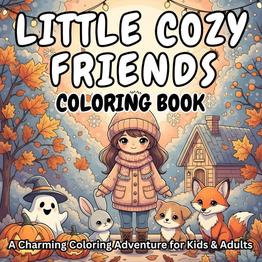 Little Cozy Friends Coloring Book: Cute Hygge-Inspired Animals & Cozy Scenes | Relaxing, Easy, and Adorable Coloring Pages for All Ages