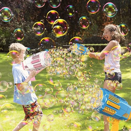 Miniatura 4 de Bazooka - Pistola de burbujas, máquina de burbujas de 3 motores, soplador automático de burbujas para niños y adultos, fabricante de burbujas