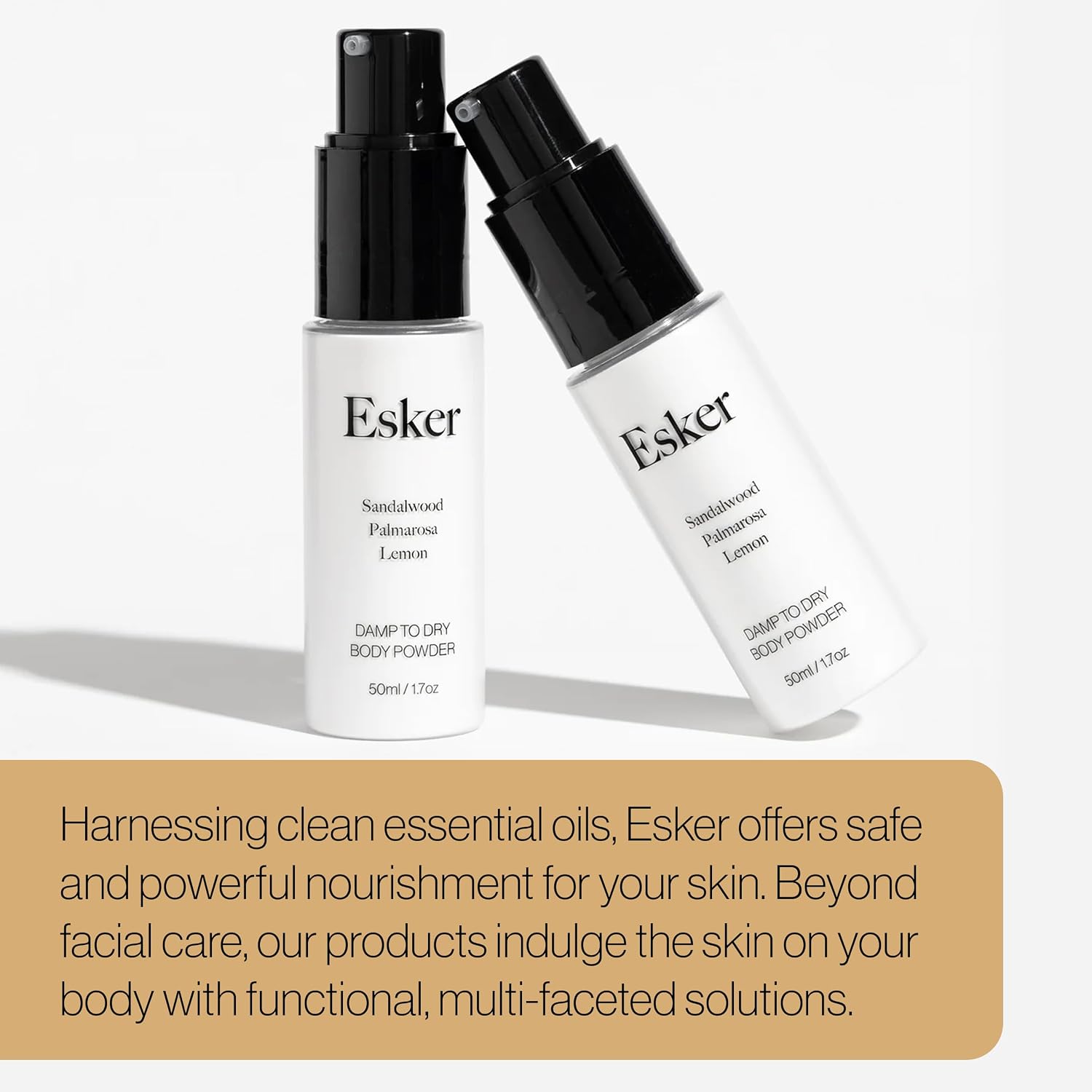 ESKER Damp to Dry Body Powder – Talc-Free, Sweat-Absorbing Deodorant Powder for Men & Women, Smooth Matte Finish, Soothes Chafing & Moisture, Fresh Clean Scent, 4 oz