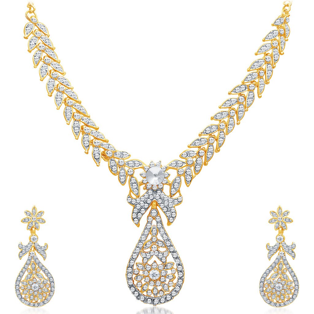 Sukkhi Stylish Gold Plated AD Necklace Set for Women (B0142CM4ZA) Amazon Price History, Amazon Price Tracker