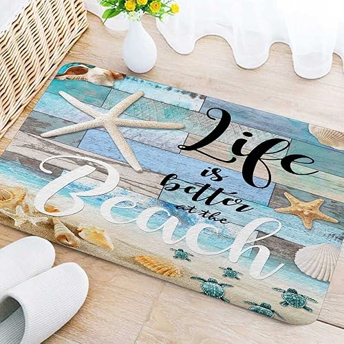 Miniatura 2 de Tapete de baño con diseño de estrella de mar, diseño de estrella de mar, diseño de estrella de mar, diseño de tortuga, alfombra de baño de playa con