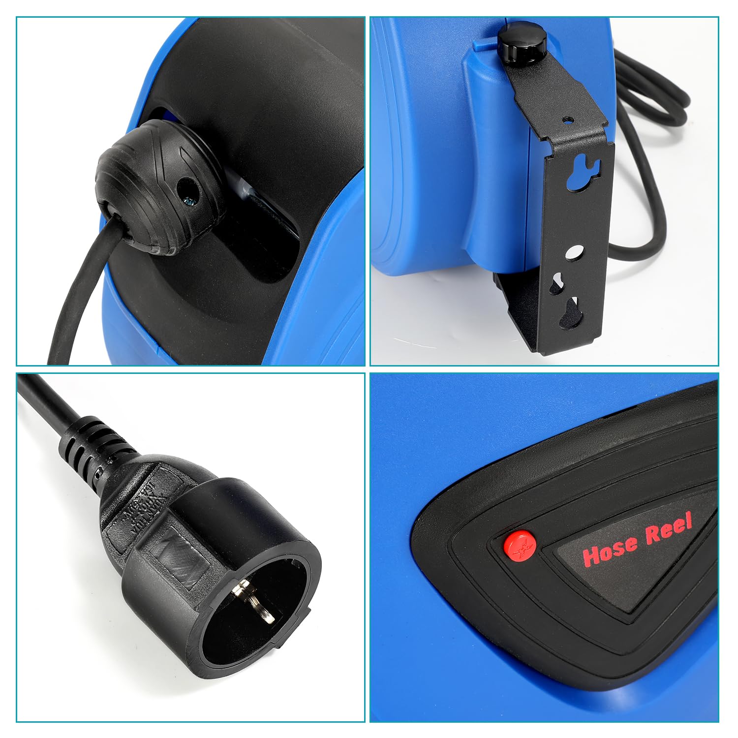 Avvolgicavo Automatico Fiqops 20m - Montaggio A Parete, Girevole 180°, IP44, Per Officina E Esterno - Foto 2