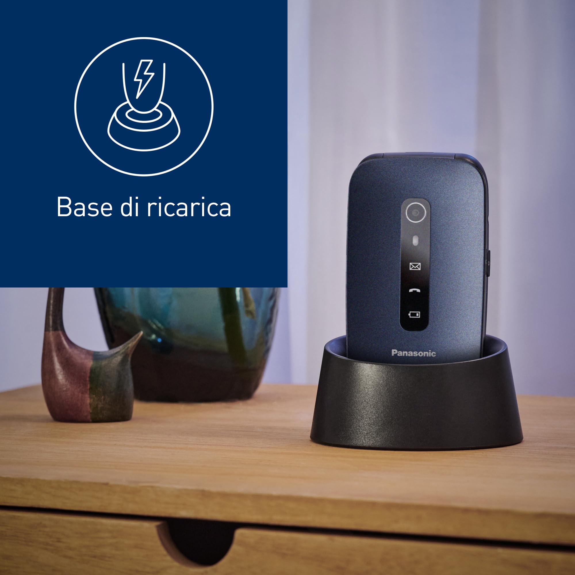 Panasonic KX‑TU550EXC, Cellulare 4G per Anziani, Fotocamera 1,2 MP, telefono per anziani, Display 2,8", caratteri grandi, facile da usare, Standby fino a 290 ore, Blu