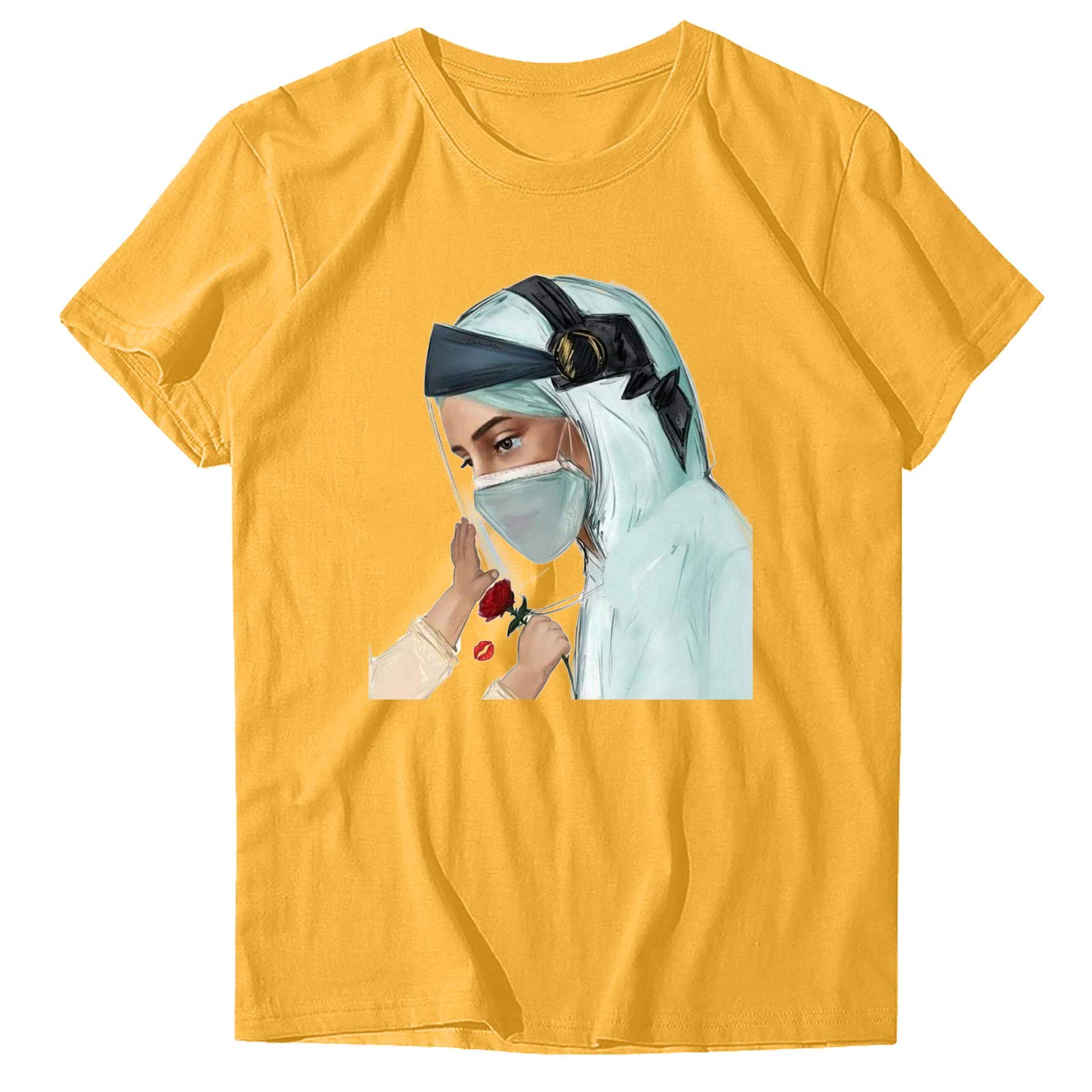 LXYU Women TopLoose (Yellow, XL)