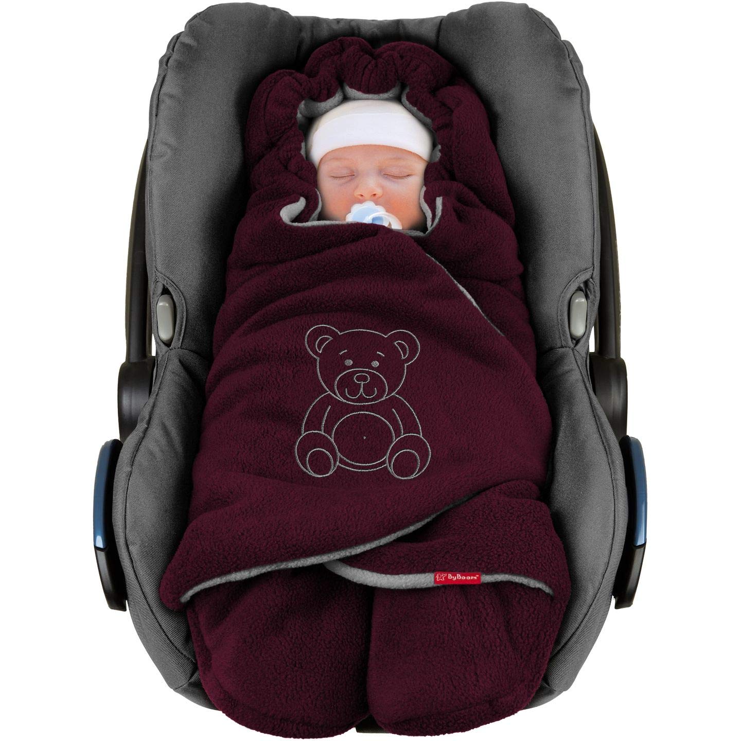 ByBoom Baby Couverture Enveloppante Hiver Universelle Multi-Usages, pour Coques Bébé, Sièges Auto, pour Poussettes ou Landaus; L'ORIGINAL avec l'ours