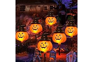 6 Pack Solar-Powered Halloween Pumpkin Pathway Lights for Eerie Outdoor Decor