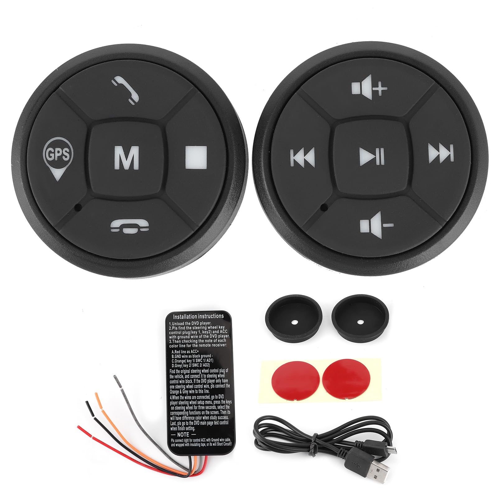 bouton Media Télécommande Volant Portable sans Fil Bluetooth Voiture Contrôleur Appels Musique GPS Commandes Au Volant