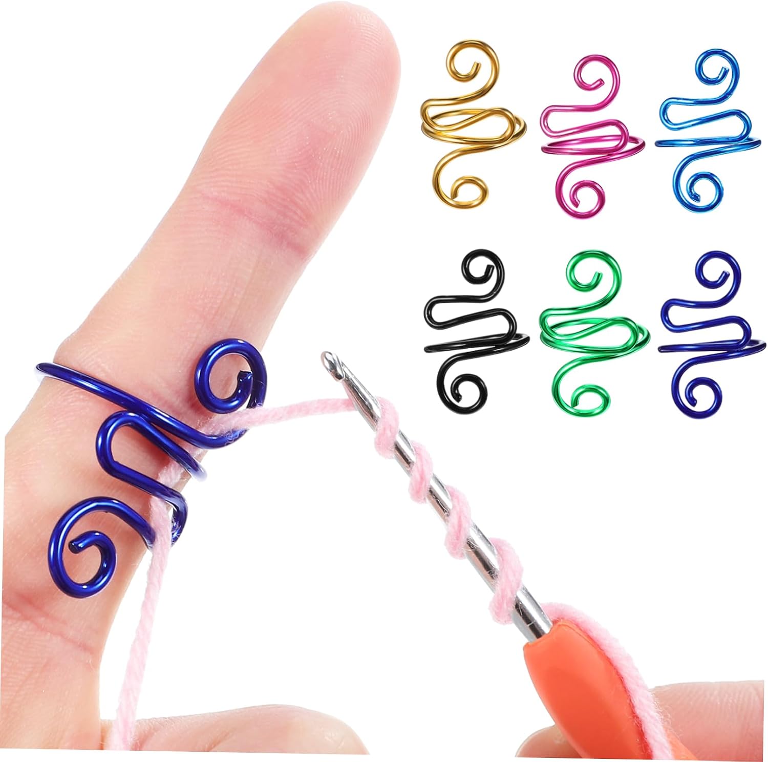 Crochet Tension Ring Adjustable Metal 6 Piece Set for Crocheting