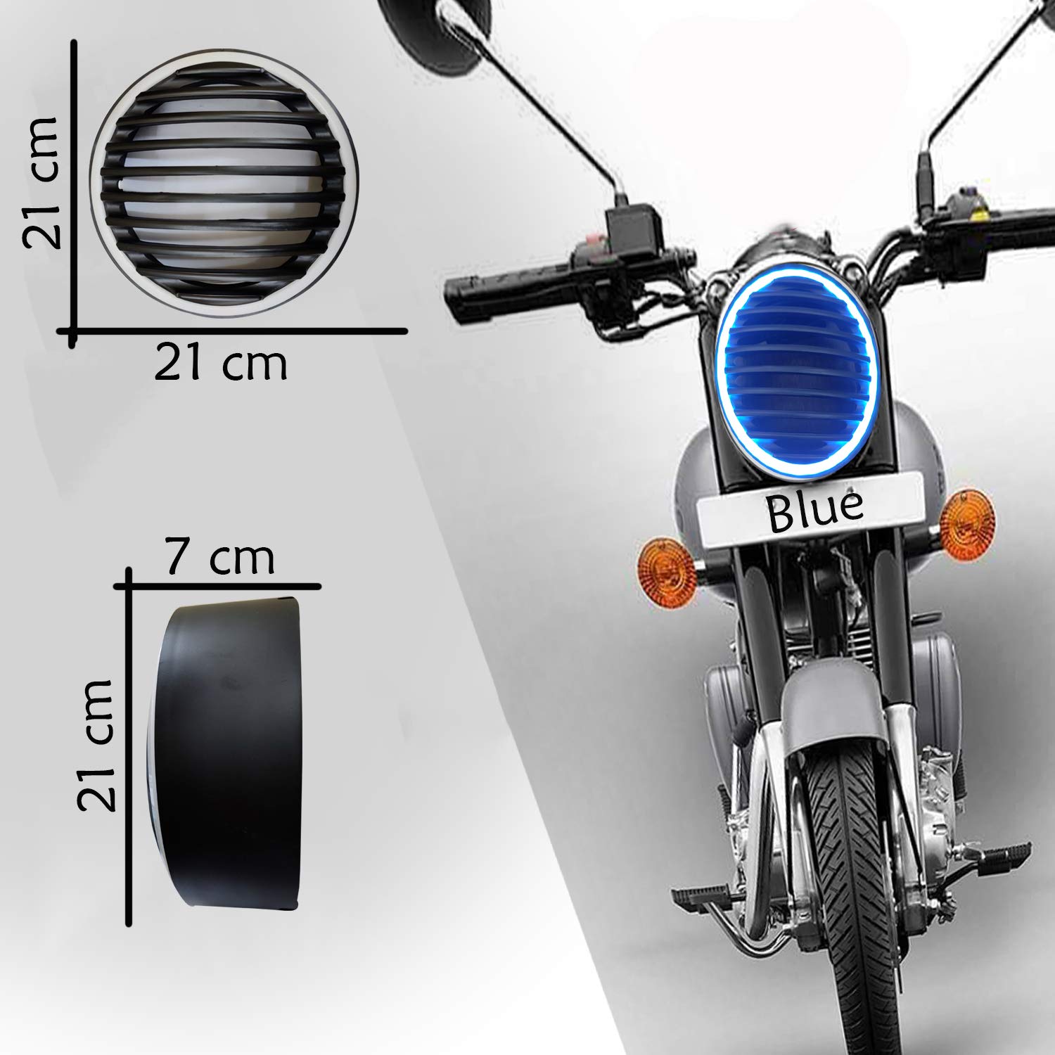 Kandid Bullet Headlight Grill Blue led Light for Royal Enfield Bullet
