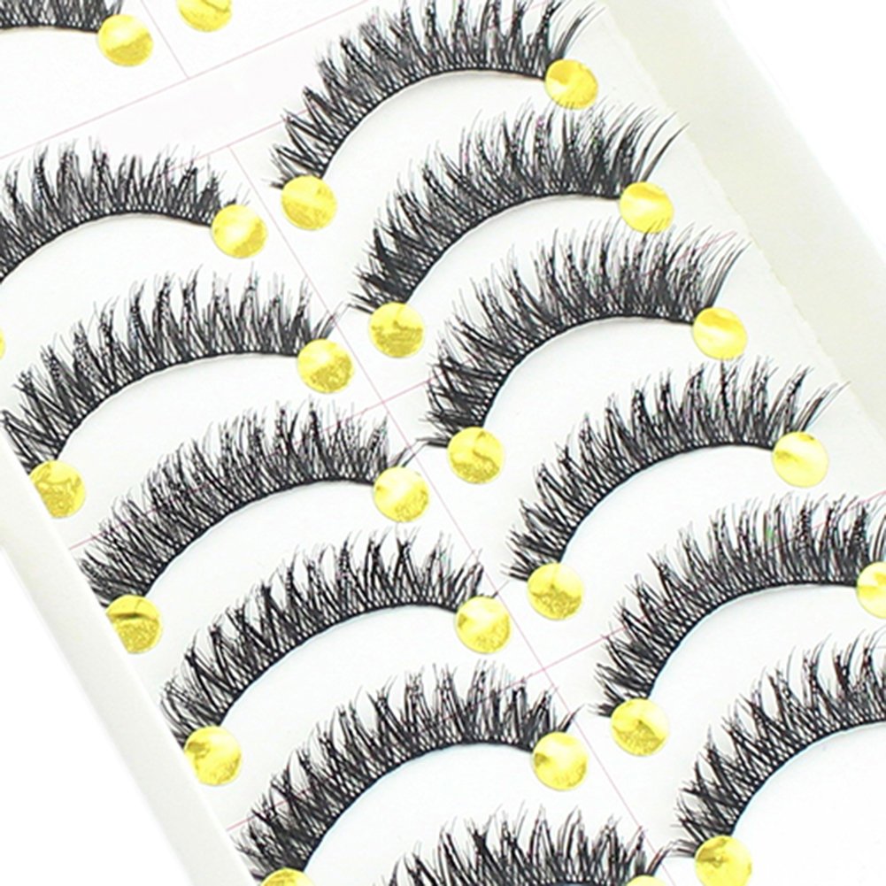 Bluelans 10 Pairs Long Cross False Eyelashes Fake Thick Black Eye Lashes Extension