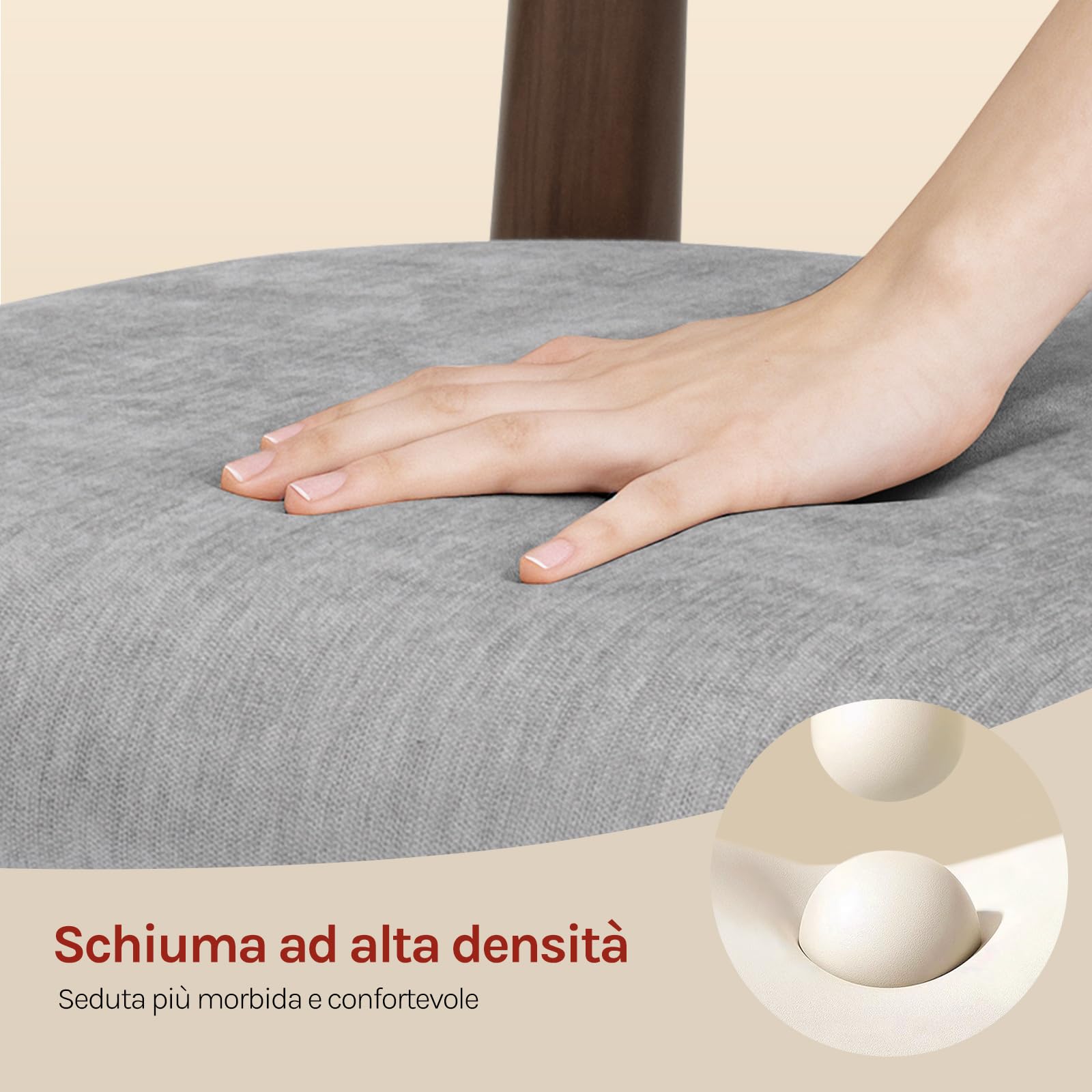 WOLTU Set di 6 Sedie da Pranzo, Sedie da Cucina Imbottita di Stile Moderno, Tessuto Chenille, Gambe Metalliche Effetto Legno Per Sala da Pranzo e Cucina, Grigio