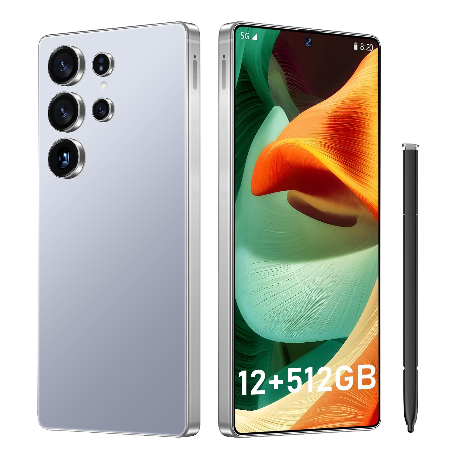 I25 Ultra: 6.99" FHD+ Android 14 Smartphone | 12GB+512GB | 108MP+68MP Camera | 7000mAh Battery | Built-in Stylus Pen | Blazing Fast Performance (Titanium Silver Blue)