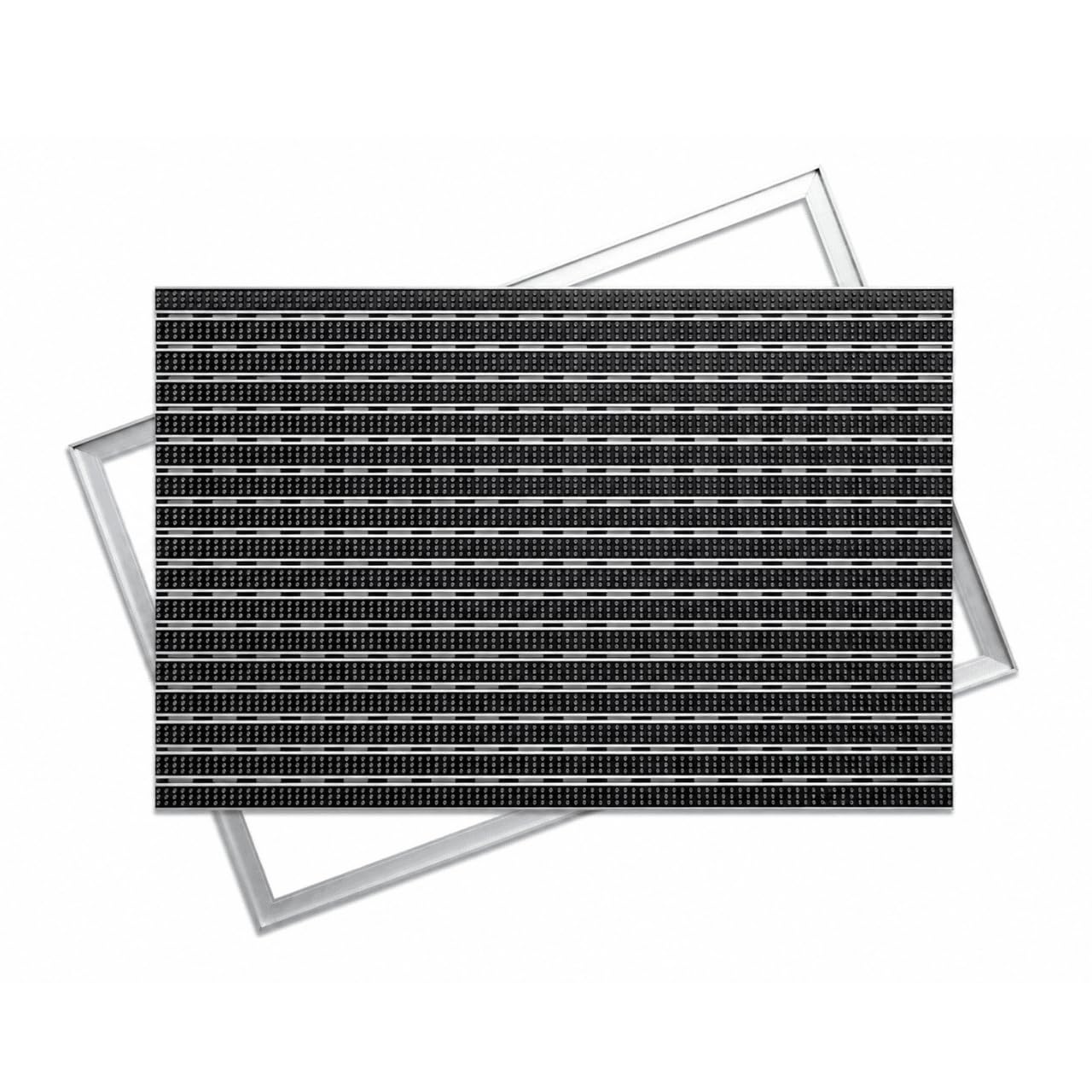Aluminium-Fußmatte 17 mm Bürste 60x40 cm, Grau