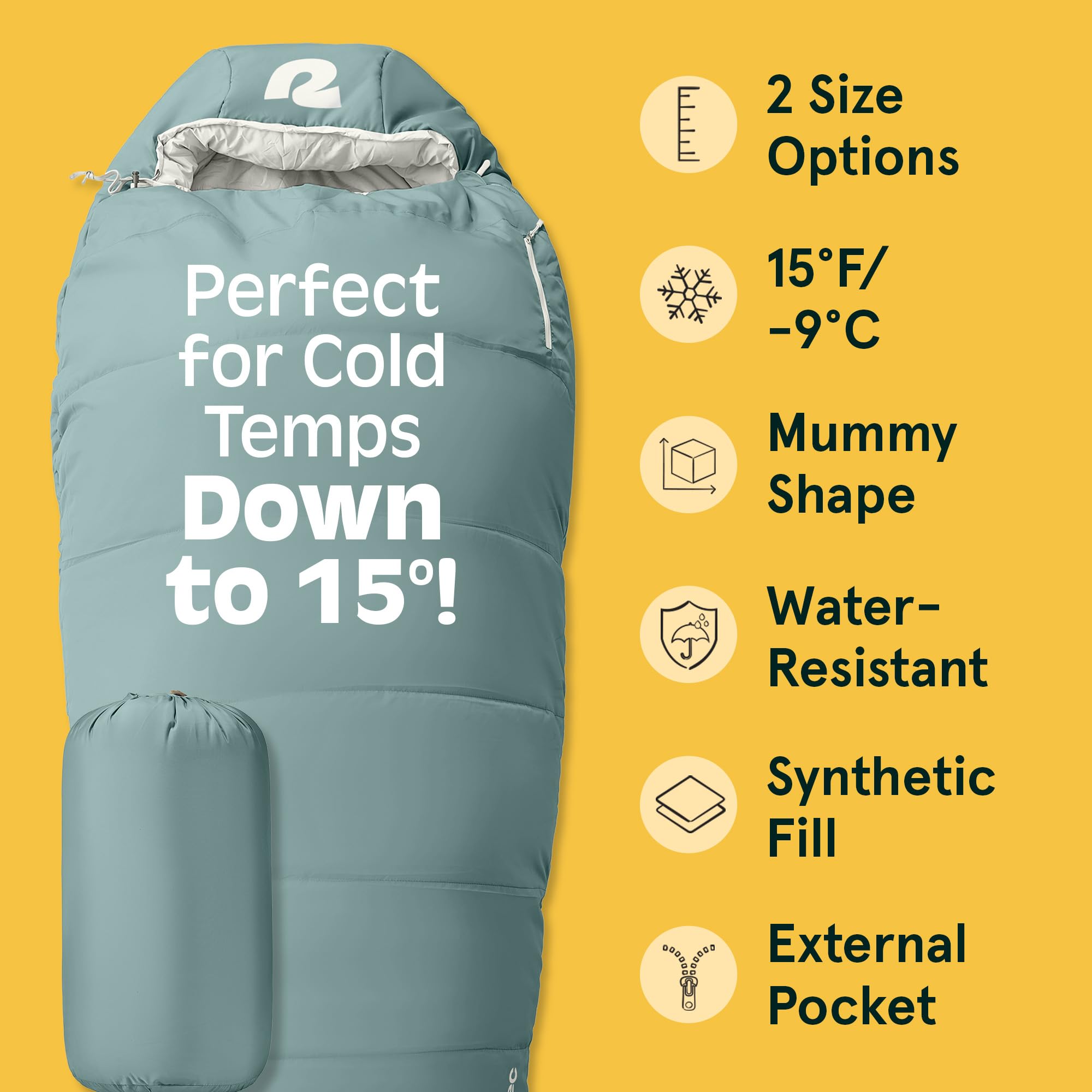 Retrospec Dream 15 Degree Mummy Sleeping Bag for Camping Saco de Dormir