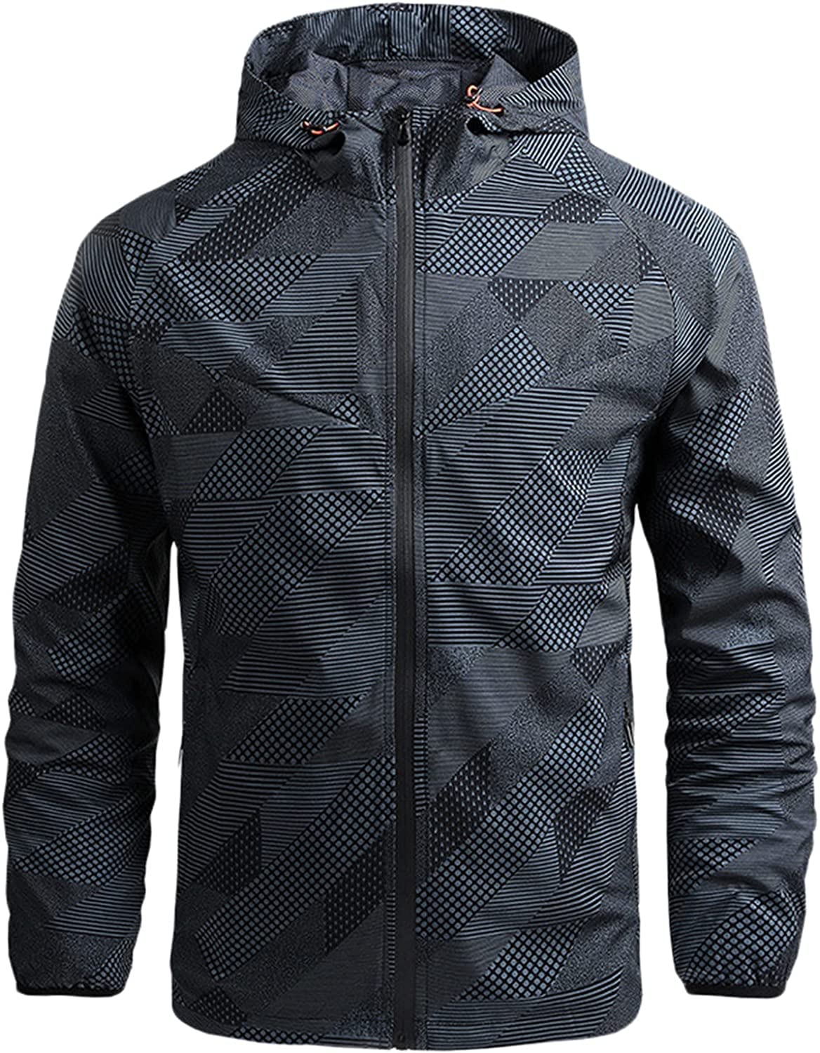 Chubasquero Impermeable para Hombre Impermeable Resistente a la Intemperie con cordón Chaqueta de Senderismo al Aire Libre Chaqueta Impermeable Chaqueta Informal para Exteriores