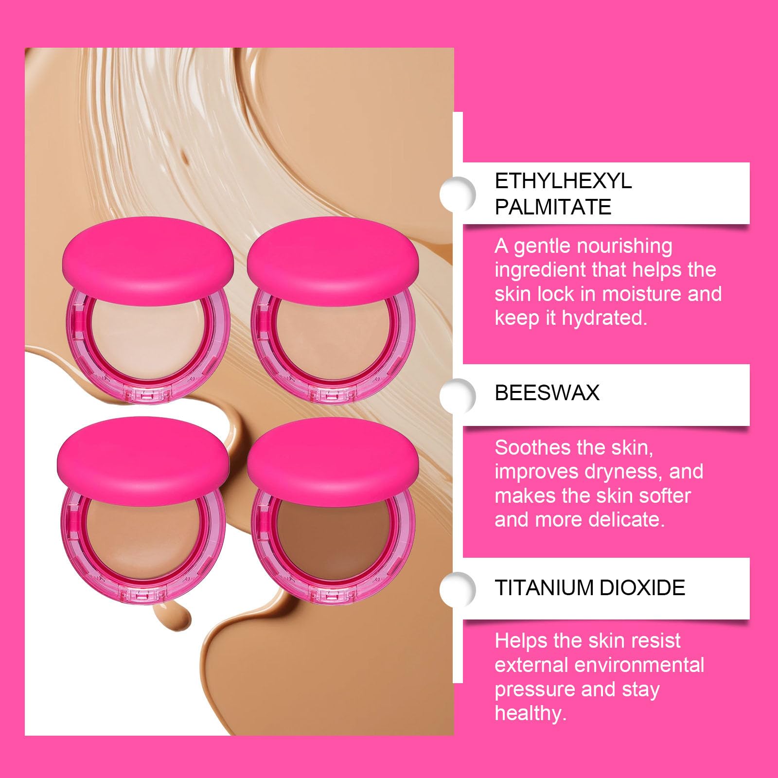 Peptide Balm Foundation, fondotinta per pelli mature, copertura media, anti-invecchiamento, idratante, consistenza liscia, illumina l'incarnato (#1 #2 #3 #4)
