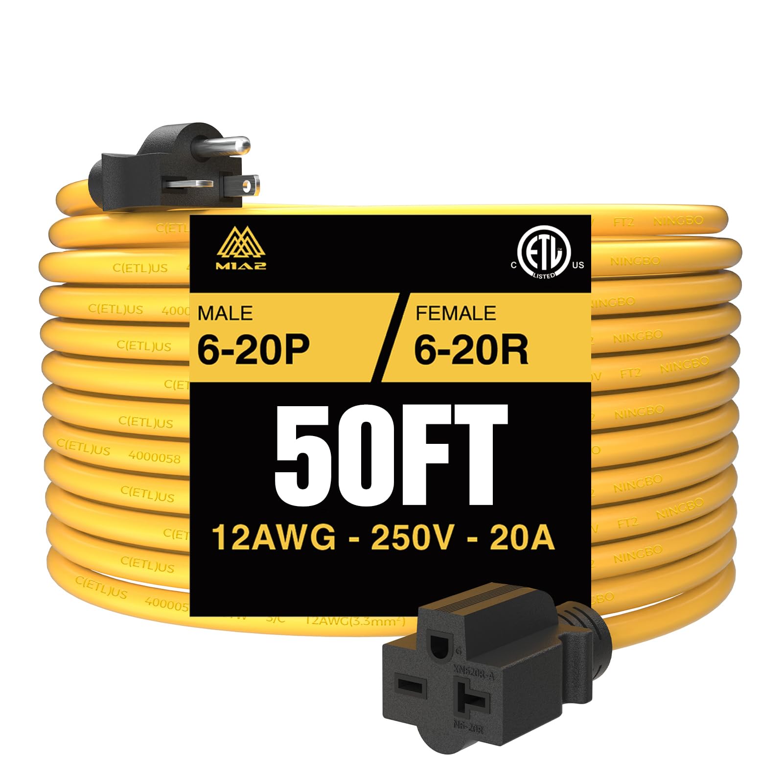 Amazon.com: M1A2 NEMA 6-20 Extension Cord 6-20P to 6-20R for Tesla