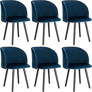 WOLTU BH121bl-6 Set di 6 Sedie da Cucina con Schienale Poltroncina Moderna in Velluto Blu