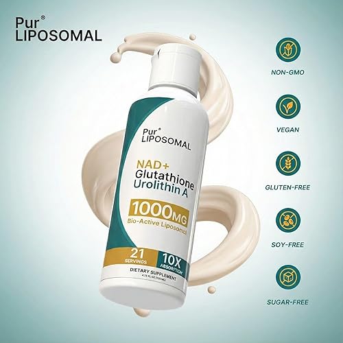 Miniatura 5 de NAD+ Glutatión Urolitina A 1000 mg Líquido - Absorción máxima NAD+ Pila con NMN y NR para energía celular - L-Glutatión para desintoxicación y