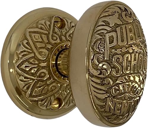 Miniatura 4 de The King's Bay Spade Round Rosette Passage Set in Polished Brass with Rice Door Knobs