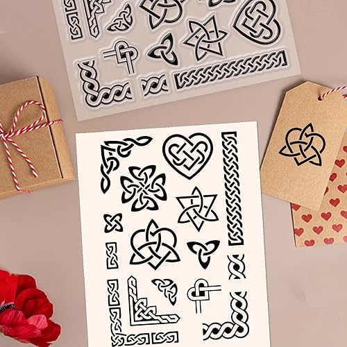 Miniatura 3 de CRASPIRE Sellos transparentes de nudo celta, estrella y corazón de cinco puntas, sello de silicona transparente para álbumes de recortes, álbumes de