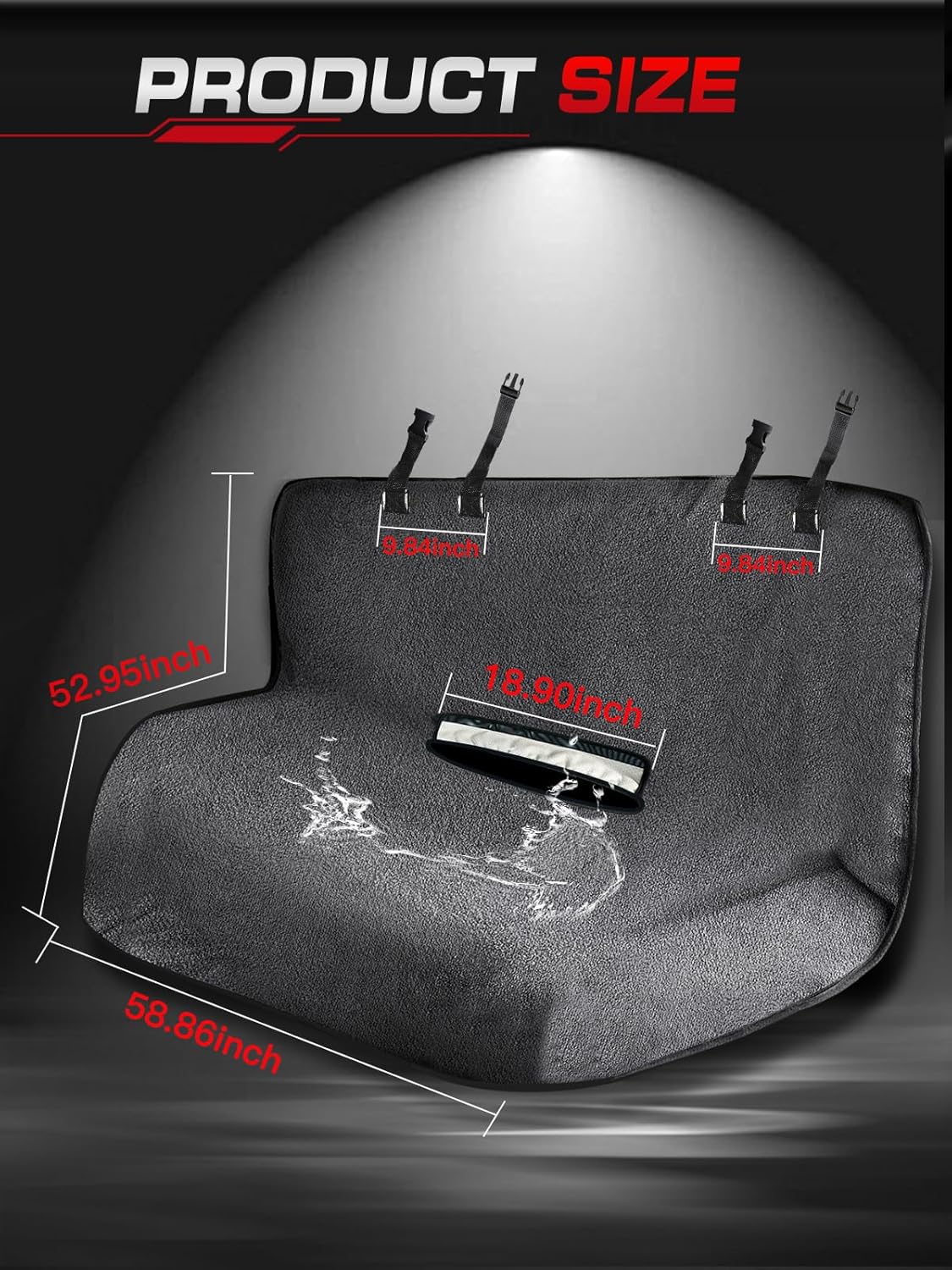 Waterproof Towel Back Seat Cover for Car, Truck, Van & SUV – Durable Rear Bench Seat Cover for Kids & Dogs, Seat Back Protector Easy to Install (Gray)