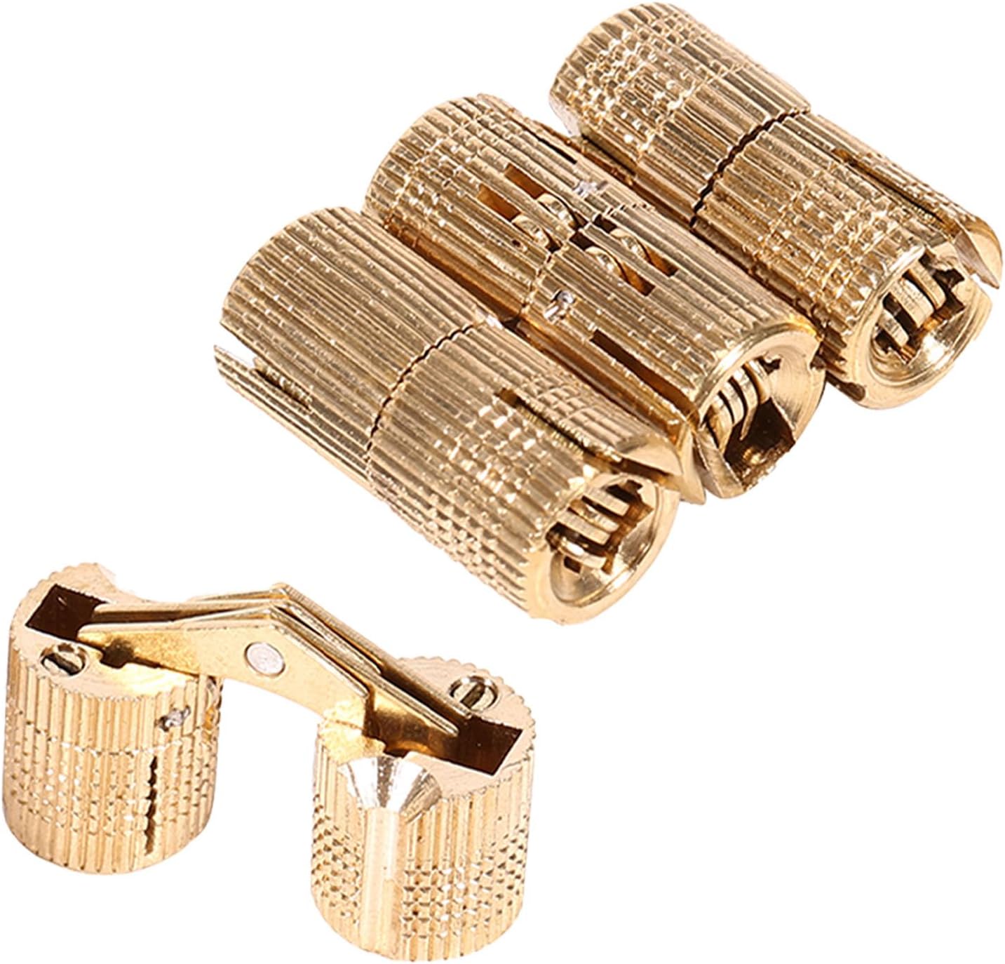 4pcs Brass Barrels Hidden Hinges Gold Furniture Hidden Hinges 180 Degree Hidden Box Hinges for Jewelry Craft (14mm)