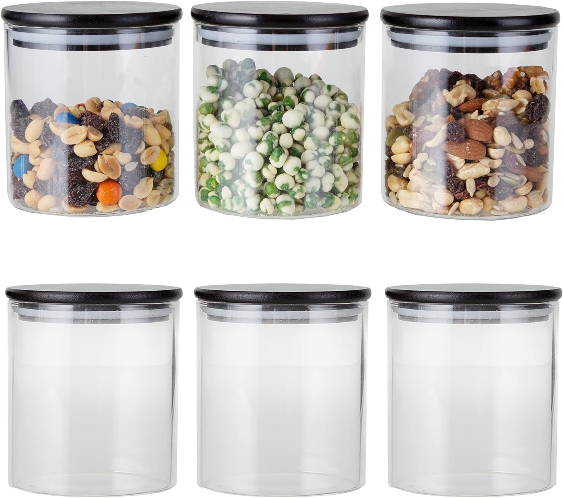Urban Green Glass Jars with Black Lids, Glass food storage