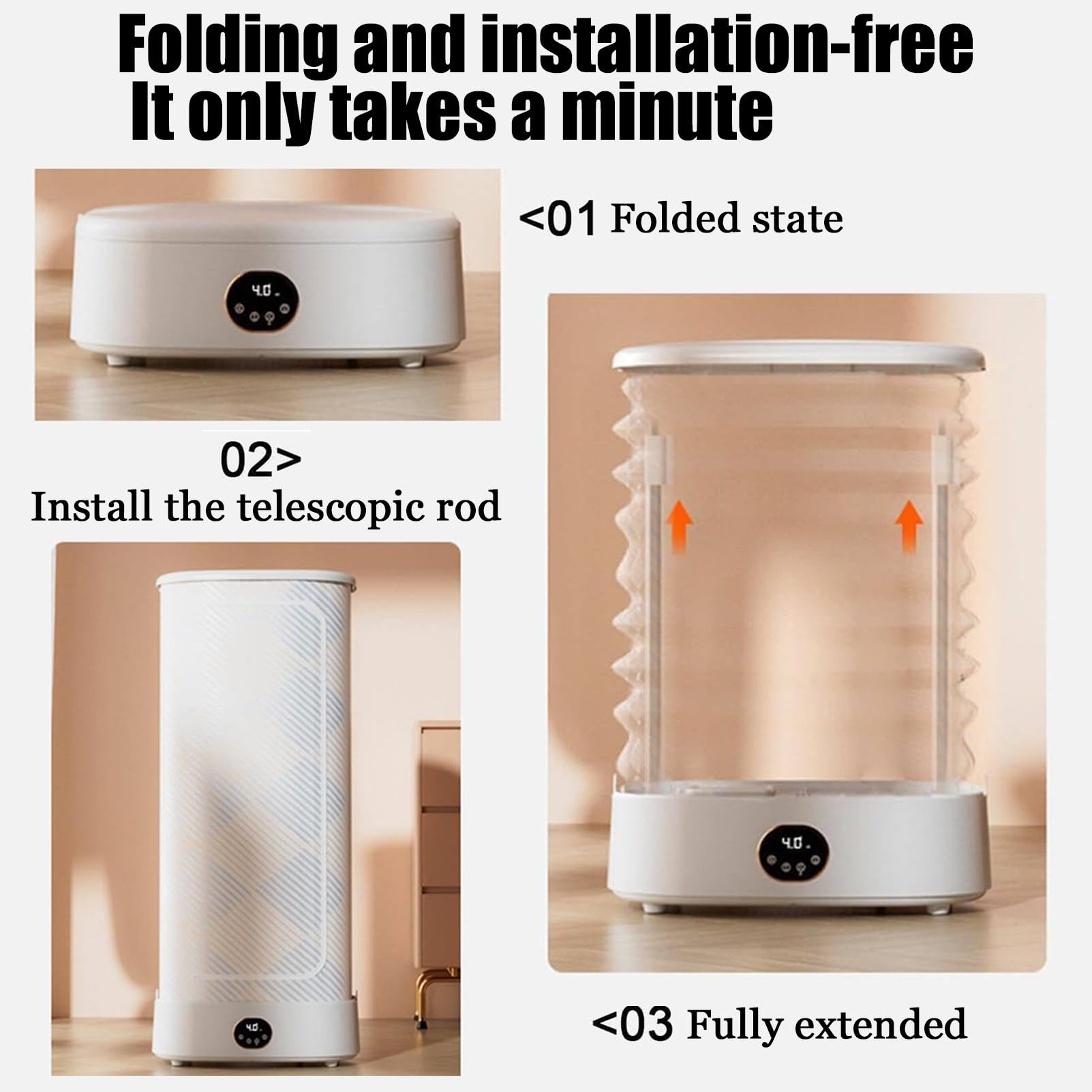Mini Secadora De Ropa, PequeñA Secadora EléCtrica Plegable, Secadoras Con Bomba De Calor, Secadora PortáTil Para Apartamentos, De Viaje Con FuncióN De Temporizador Y Control Remoto