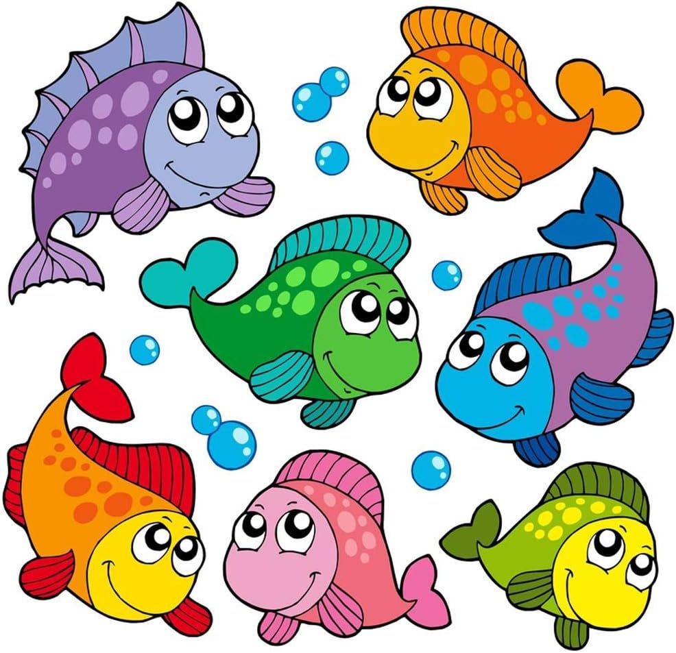 Wallmonkeys Various Cute Fishes Collection Wall Mural Peel and Stick Vinyl Graphic (36 in W x 35 in H) WM525731