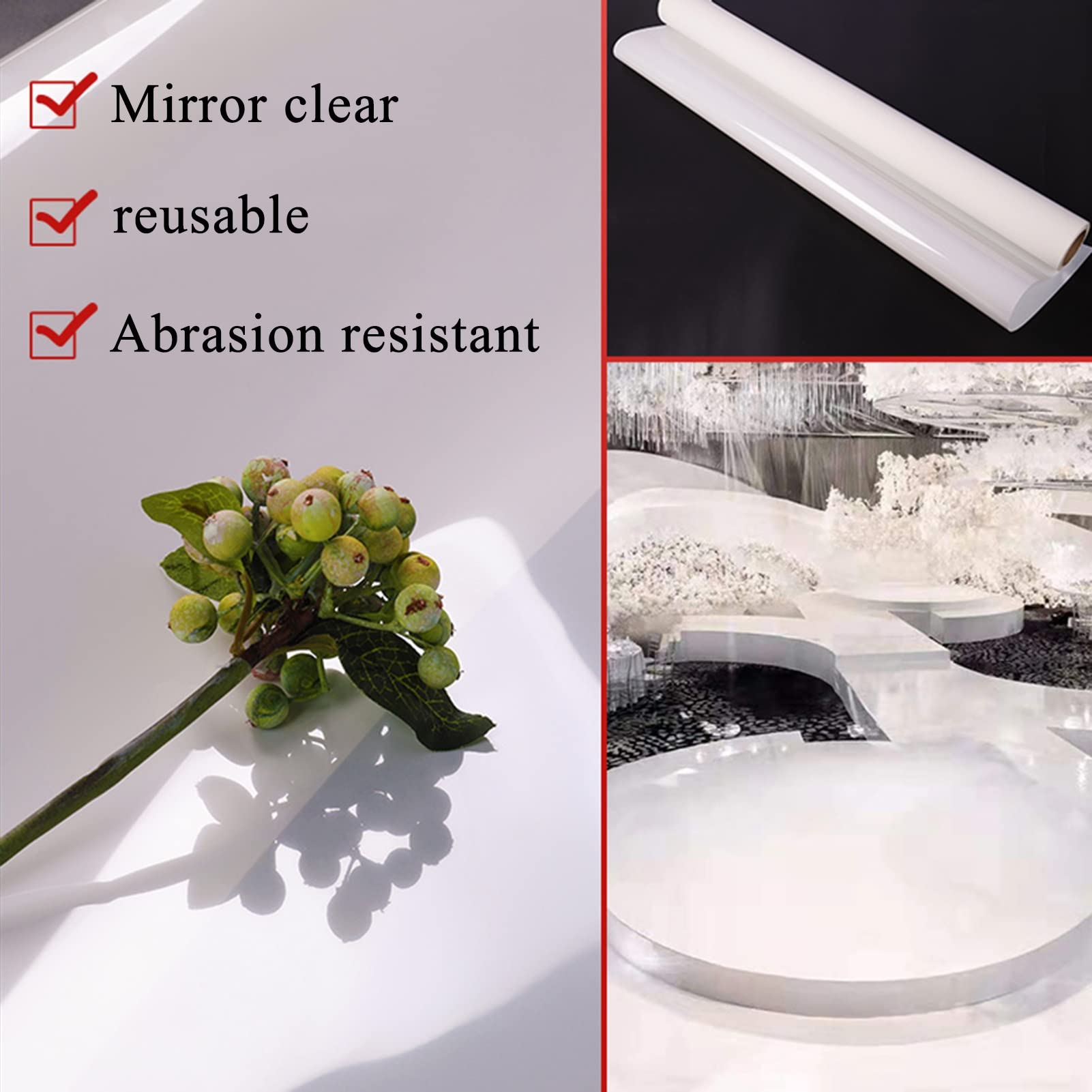 Tapis de couloir réfléchissant miroir pour mariage - Décoration de fête d'intérieur - Tapis jetable découpable d'anniversaire pour exposition sur scène