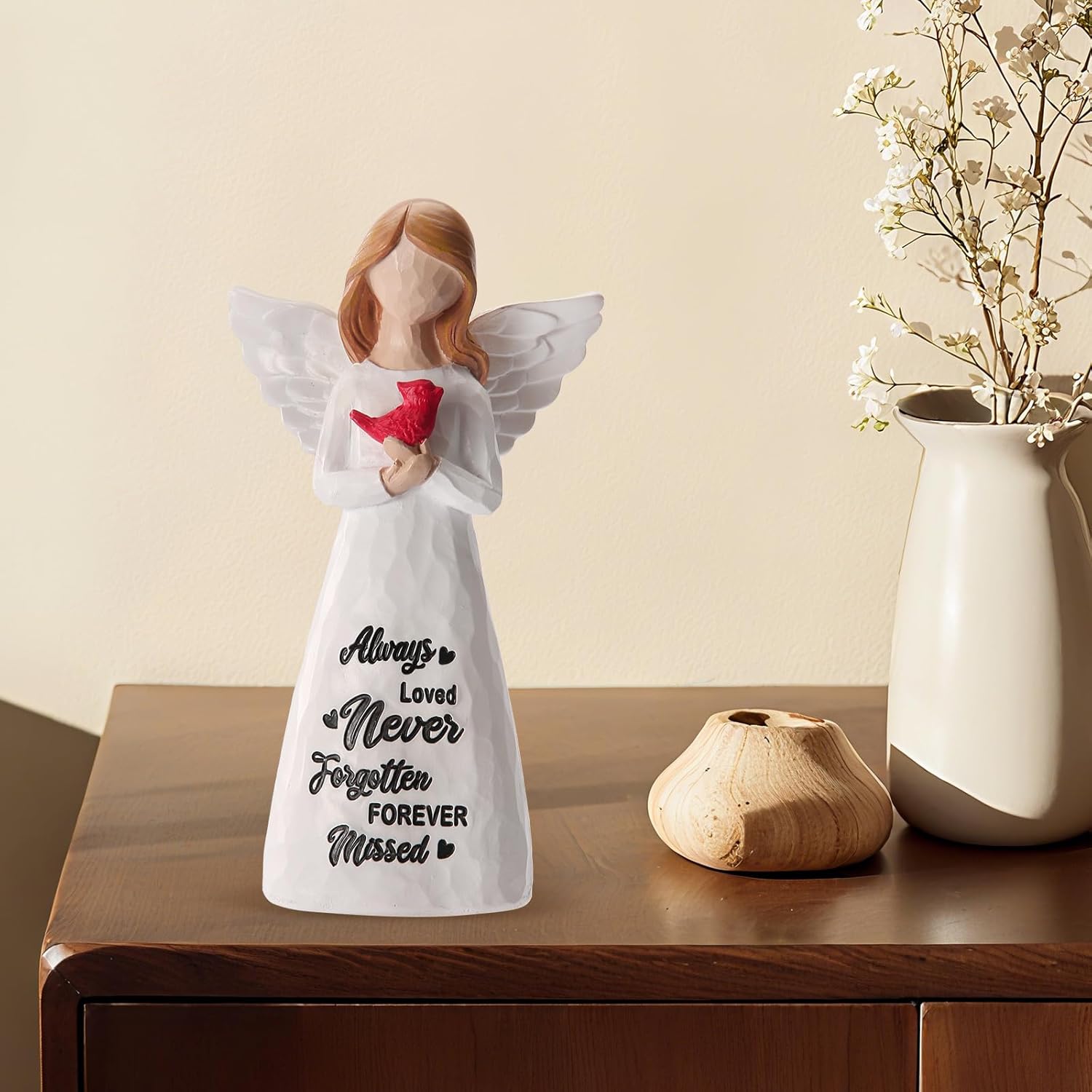 Cardinal Gifts for Women -6 inch Memorial Gift, Cardinal Decor,Sympathy Gifts for Loss of Loved One,Grief Gifts for Women, Resin Home Decor Sculpted Hand-Painted Angel Figurine - Image 7
