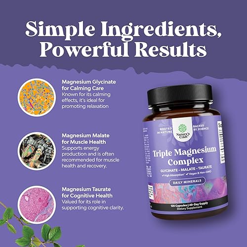 Miniatura 4 de Suplemento triple de complejo de magnesio Mezcla de glicinato de magnesio, malato y taurato de alta absorción para los músculos, apoyo energético y