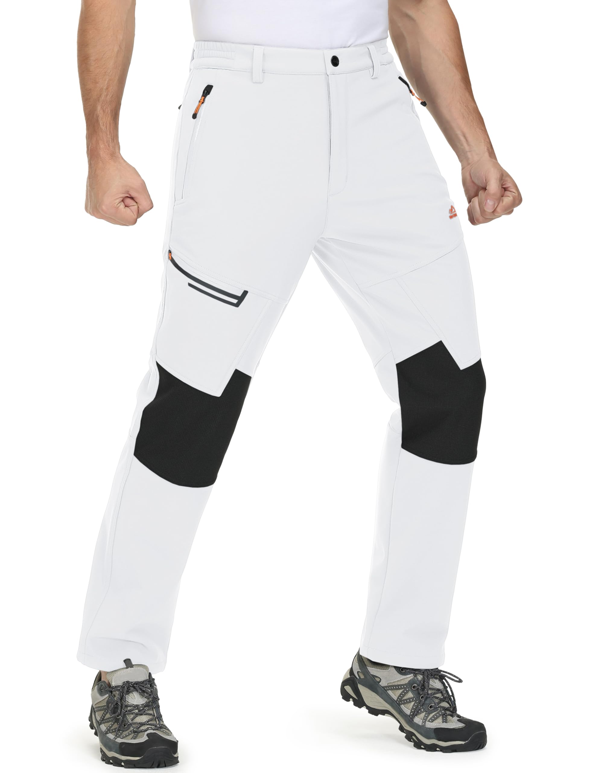 MAGCOMSEN Mens Insulated Snowboard Snow Pants - Waterproof Winter Skiing Pants for Men in White