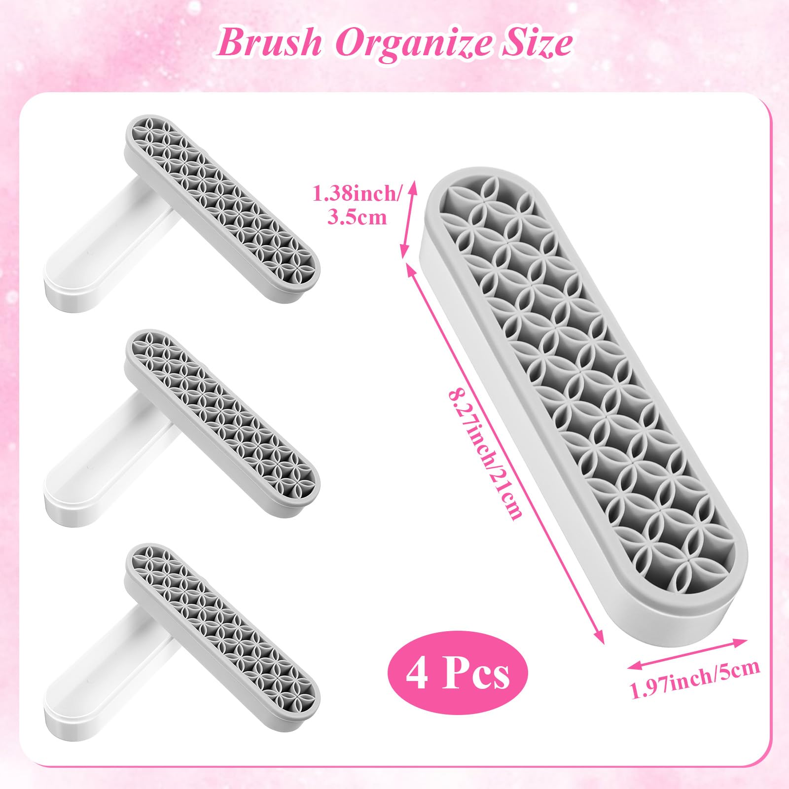 Lot de 4 supports de pinceaux de maquillage en silicone multi-usages, boîte de rangement de bureau pour pinceaux, eyeliner, fournitures artistiques, stylos de peinture, outils de couture