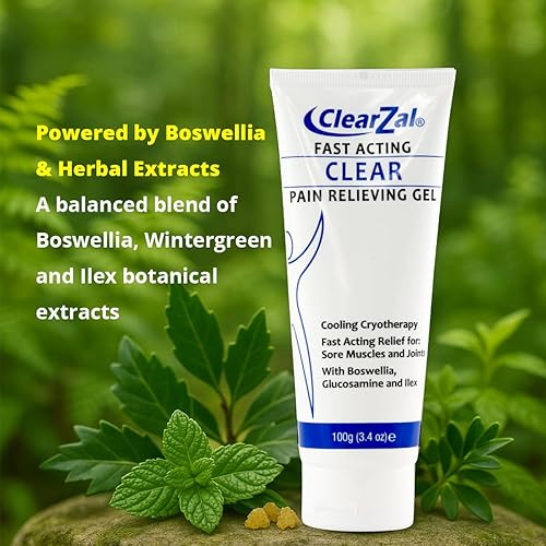 Miniatura 4 de ClearZal Gel transparente para aliviar el dolor de acción rápida con crioterapia refrescante, boswellia y glucosamina para dolores musculares y