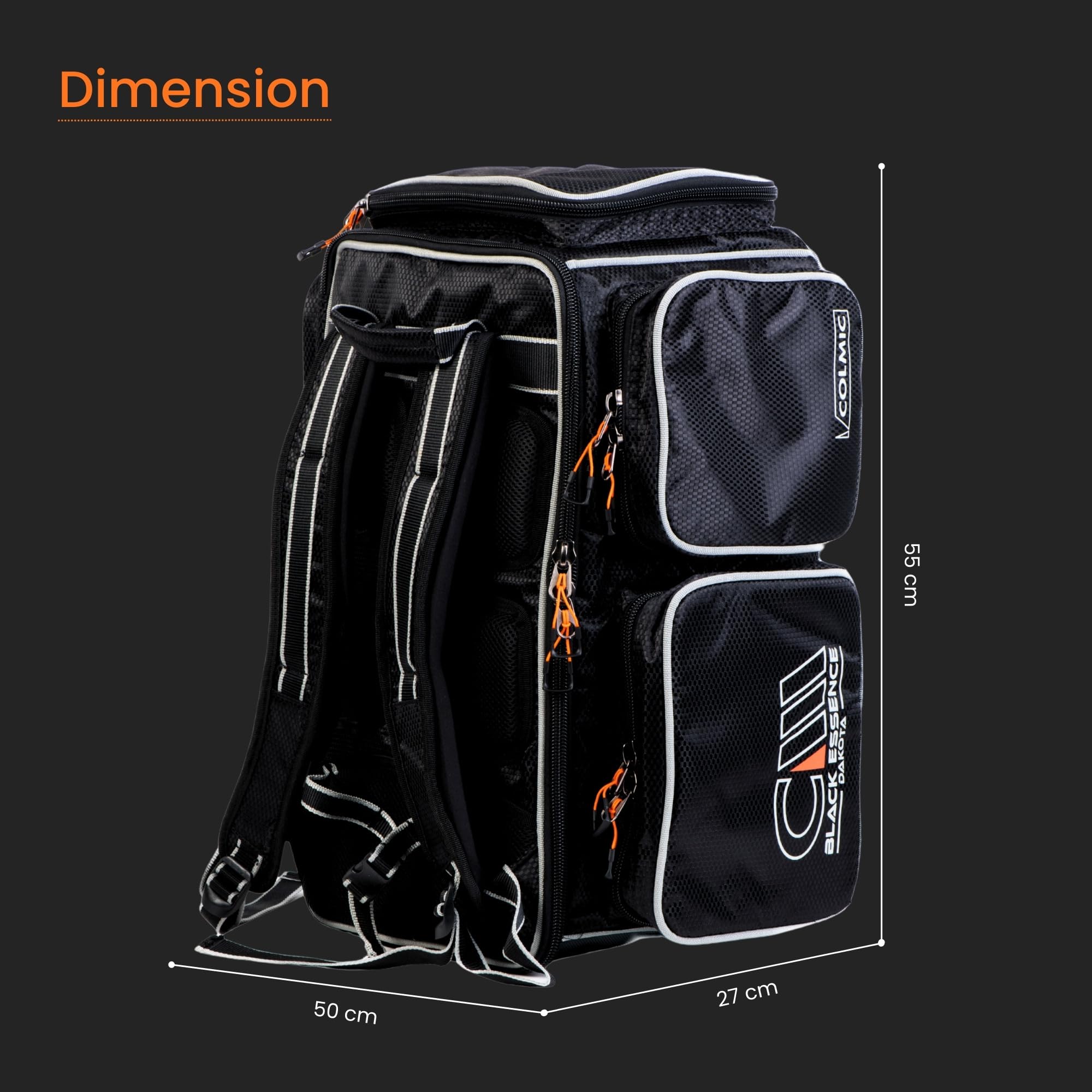 Colmic Black Essence – Borsone Tecnico da Pesca e Sport, Tessuto High Performance, Tasche Multiple, Viaggio, Fitness e Piscina – Borsa Sportiva