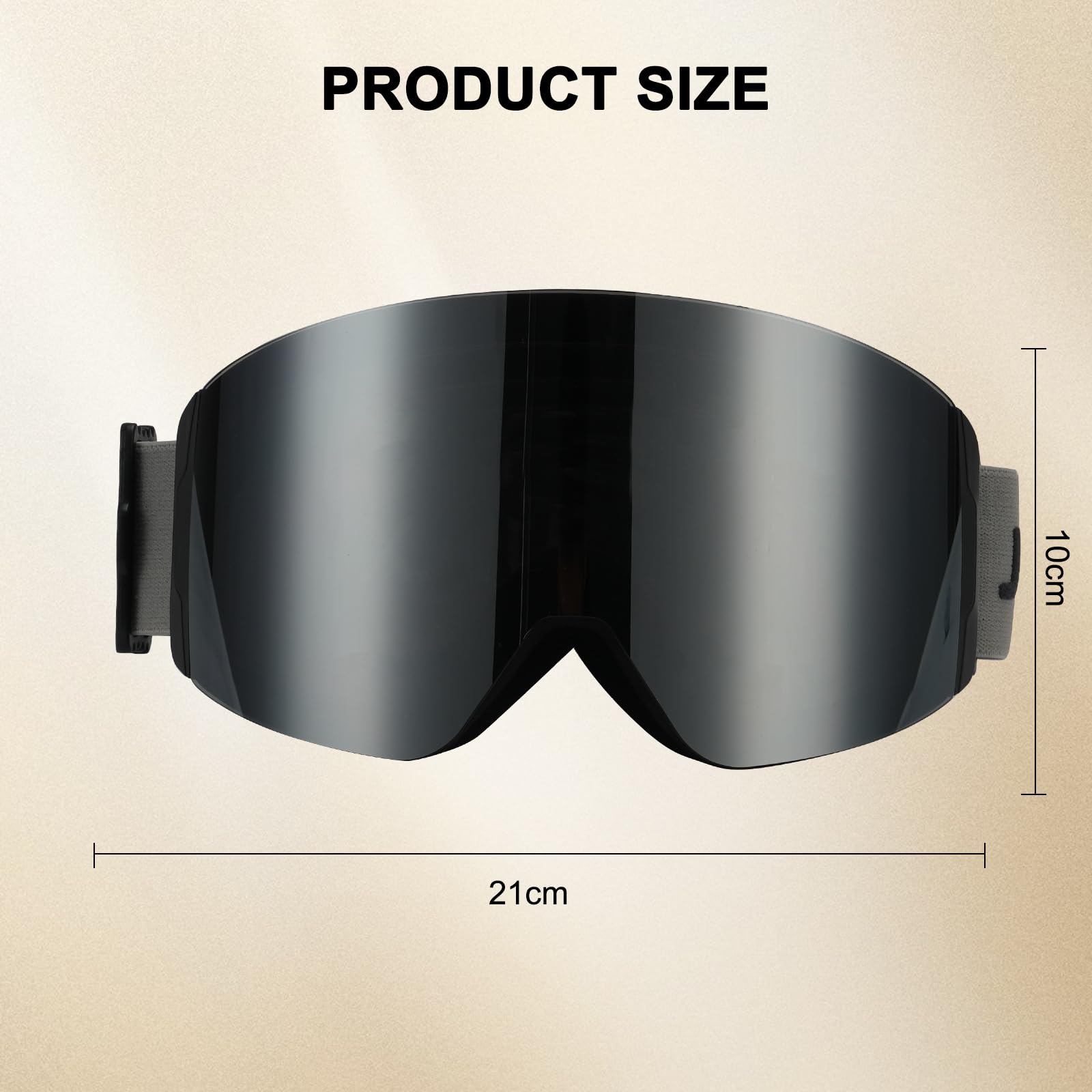 Skibrille, rahmenlose, austauschbare Gläser, 100% UV400-Schutz, Schneebrille für Damen und Herren