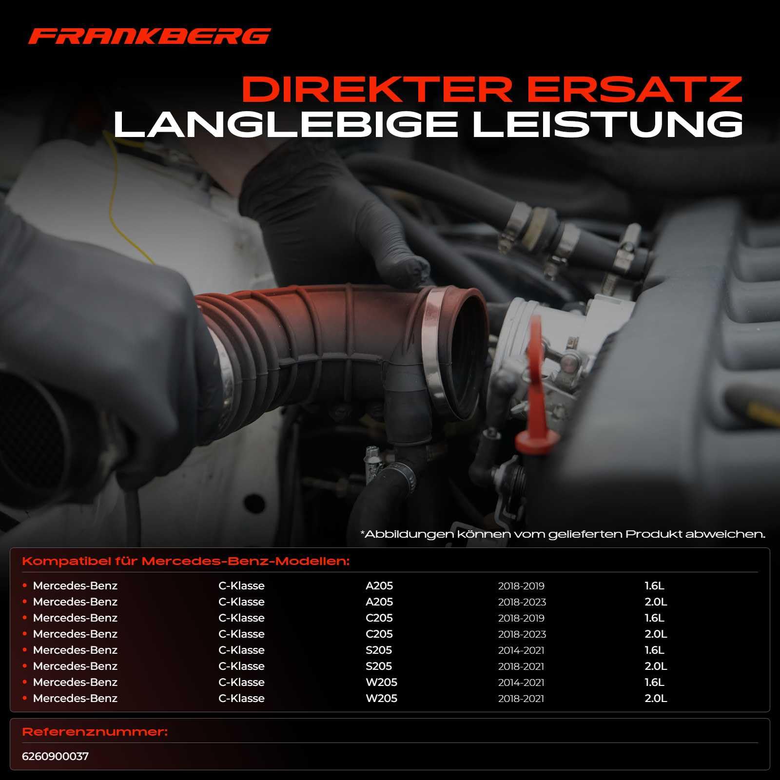 Frankberg Manguera de admisión, tubo de admisión, filtro de aire, gasolina | Compatible con: Coupé Clase C C205, Clase C W205, Clase C Modelo T S205, Cabriolet Clase C A205